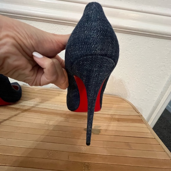 Christian Louboutin So Kate 120 Blue Denim Saba Gold Stiletto Heel Pump 41 - Picture 5 of 11